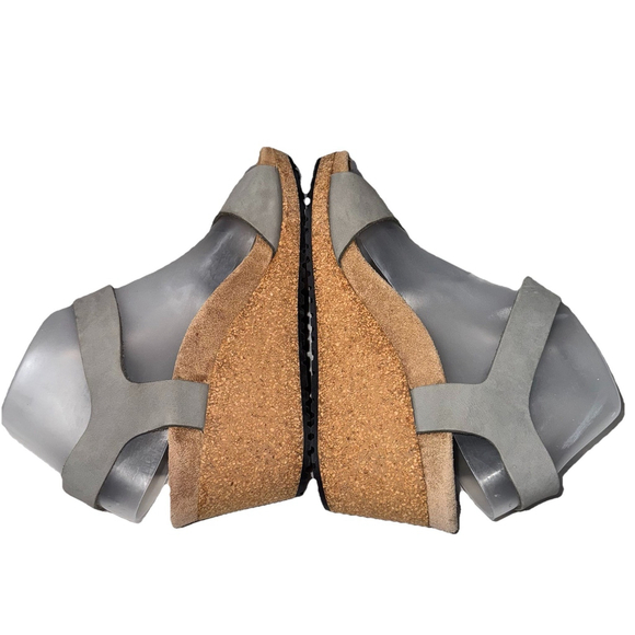 Papillio By Birkenstock Soley EU36 US L5 Dove Gray Nubuck Leather Wedge Sandals. - Picture 6 of 9